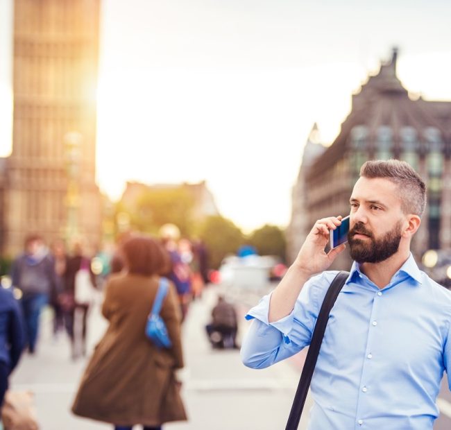 Business man on Westminster Bridge
